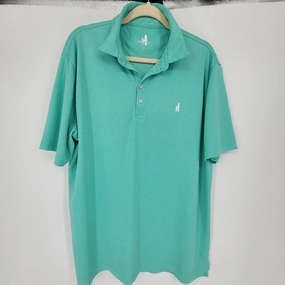 Johnnie-O Fairway Solid Mesh Performance Polo peacock quarter button top Xlarge - Picture 1 of 8